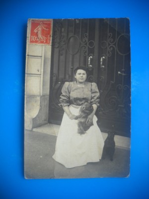 HOPCT 403 VX FATA CU 2 CATEI -1906 AISNE FRANTA-FOTOGRAFIE VECHE TIP CP foto