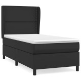 Cumpara ieftin Pat box spring cu saltea, negru, 90x200 cm, piele ecologica