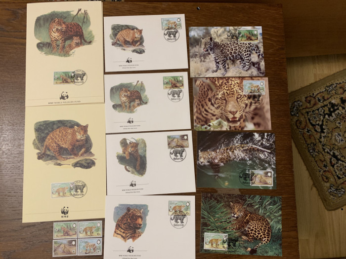 belize - feline - serie 4 timbre MNH, 4 FDC, 4 maxime, fauna wwf