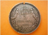 Moneda Argint 5 Korona 1909, Salba Argint, 24g, 36mm, Numismatica