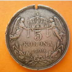 5 KORONA 1909 DIN SALBA ARGINT