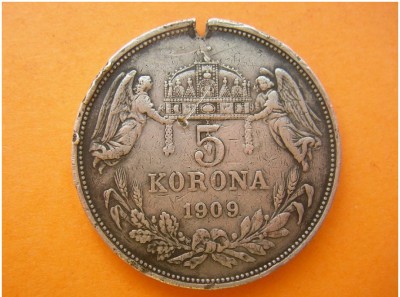 5 KORONA 1909 DIN SALBA ARGINT foto