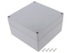 Carcasa universala GAINTA ABS, clasa etanseitate IP67, dimensiuni 160x160x90 mm, gri inchis, cu bucsa alama si gauri prindere