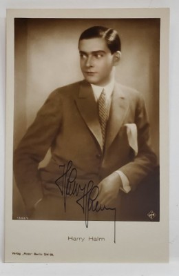 HARRY HALM , ACTOR DE FILM GERMAN, 1901 -1980 , FOTOGRAFIE CU AUTOGRAF , FORMAT CARTE POSTALA , INTERBELICA foto