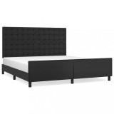 Cumpara ieftin Cadru de pat cu tablie, negru, 180x200 cm, piele ecologica