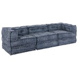 VidaXL Canapea Modulară Pouffe 3 Locuri Convertible din Material Indigo