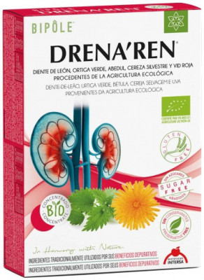 DRENA REN - formula BIO cu Papadie, urzica, mesteacan, cirese salbatice si struguri pentru RINICHI 20X10ML foto