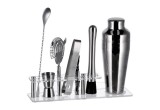 Cumpara ieftin Set preparare cocktail, 7 piese, otel argintiu, suport acril 500 ml