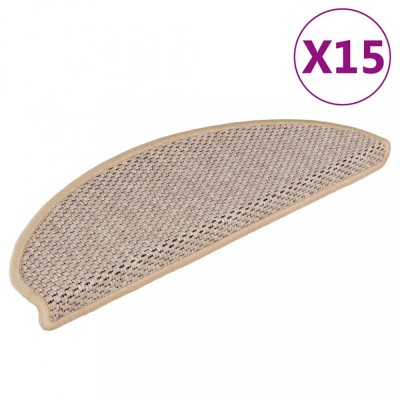 vidaXL Covorașe scări autoadezive 15 buc. bej deschis 65x21x4cm sisal foto