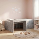 Cumpara ieftin Cadru de Pat Inalt pentru Copii cu Birou Gri Beton 75 x 190 cm