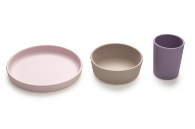 SET 3 RECIPIENTE SILICON HRANA BEBE, MELII, PURPLE&amp;amp;PINK&amp;amp;GREY foto