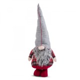 Figurina Decorativa Spiridus Scandinav de Craciun cu Inaltime 95 cm, Culoare Gri/Rosu, Familly Christmas