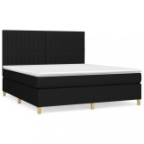 Cumpara ieftin Pat box spring cu saltea, negru, 160x200 cm, textil