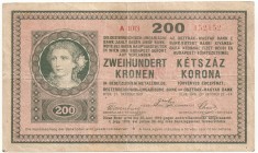 AUSTRIA UNGARIA 200 KRONEN KORONA 1918 F RADAR
