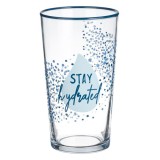 Pahar Stay Hydrated pentru bauturi, sticla,alb-blue,570 ml, Oem