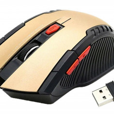Mouse Optic Gaming Wireless, 1600 DPI, culoare Gold