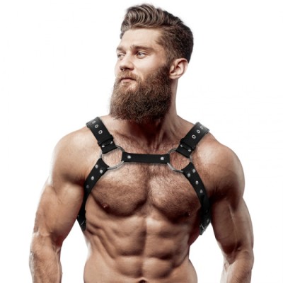 FETISH SUBMISSIVE ATTITUDE - MENS ECO-LEATHER CHEST HARNESS WITH STUDS foto
