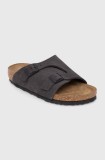 Birkenstock papuci din piele Z&uuml;rich femei, culoarea gri, 1028547
