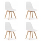 Set 4 scaune bucatarie/living, Artool, Kito, PP, lemn, alb, 46x54.5x80 cm