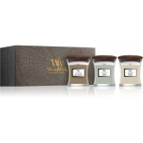 Woodwick Fireside + White Teak + Sand &amp; Driftwood set cadou 3x85 g