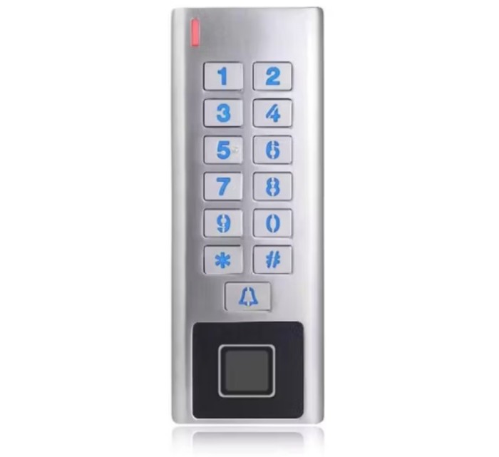Tastatura control acces biometric TUYA WiFi, RFID, PIN, amprenta, carcasa metalica, IP66, standalone