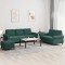 vidaXL Set de canapele cu perne, 3 piese, verde &icirc;nchis, catifea