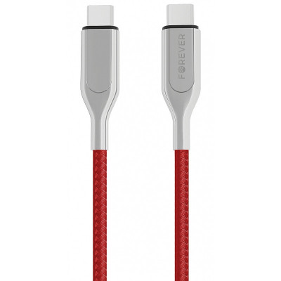 Cablu Date si Incarcare USB Type-C la USB Type-C Forever Core UltraFast, PD 60W, 1.5 m, Rosu - Argintiu foto