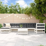 Set mobilier relaxare gradina, 8 piese, alb, lemn masiv de pin GartenMobel Dekor, vidaXL