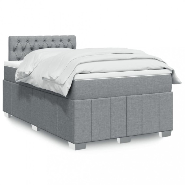 vidaXL Pat box spring cu saltea, gri deschis, 120x190 cm, textil 3289314