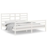 Cumpara ieftin Cadru de pat, alb, 200x200 cm, lemn masiv