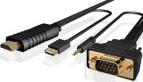 Cablu VGA cu audio si alimentare USB la HDMI, 1.8m, Well