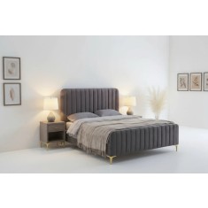 Pat Melinda 180X200 Tapitat Catifea Gri Somiera Inclusa (cod: ML-2202A)