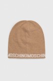 Moschino caciula de lana culoarea maro, de lana, din tesatura neteda