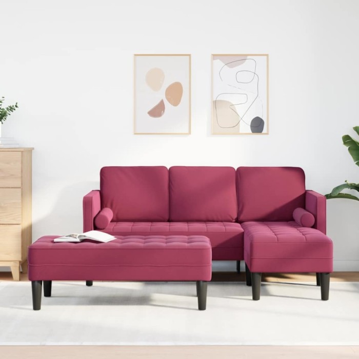 vidaXL Set de canapea 2 pcs bordo 173 x 131 x 67 cm Catifea 3329269