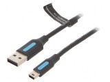 Cablu USB 2.0 A la B mini, 1,5m, negru, Vention