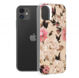 Techsuit - Marble Series - iPhone 11,alb cu flori