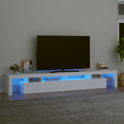 vidaXL Comodă TV cu lumini LED, alb, 260x36,5x40cm foto