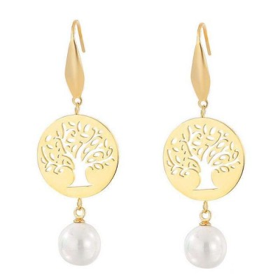 Cercei Inox Dama Pearl Copacul Vietii Cod269C foto