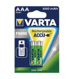 Set 2 baterii reincarcabile, AAA, 550mAh, VARTA 58397101402