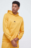 Adidas bluza barbati, culoarea galben, cu glugă, modelator