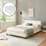Pat tapitat Dortmund Weiss cu saltea 140 x 200 cm alb Corium HausGarden Leisure, [Corium]