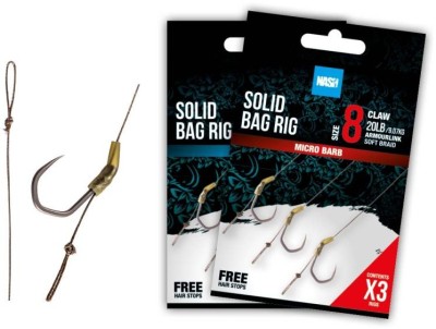 Carlige Legate Nash Solid Bag Rig Barbed, 20lbs, nr.6, 3buc/plic foto