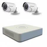 Kit supraveghere video Hikvision 2 camere TurboHD 2MP, DVR 4 canale