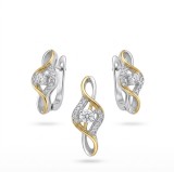 Cumpara ieftin Set Bijuterii Argint 925 , zEternity Twist, , Cercei E i Pandantiv Bicolor cu Zirconii