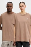 Converse tricou din bumbac culoarea maro, uni, 10023876-A46