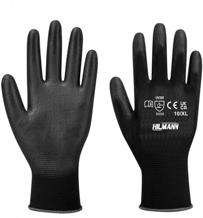 Manusi reutilizabile invelite cu PU, marime XL/10, HILMANN