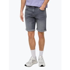 Pantaloni scurti barbati de blugi John cu talia medie si croiala Regular fit gri inchis, W38