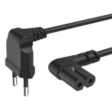 Cablu de alimentare pentru TV cu conectori cotiti, 1.5 metri, 2.5A, negru