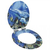 Cumpara ieftin VidaXL Capac WC cu &icirc;nchidere silențioasă, MDF, design delfini