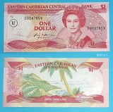 Statele Est Caraibeene 1 Dollar 1985-88 &#039;Fără Anguilla&#039; UNC serie: C604785V p#17